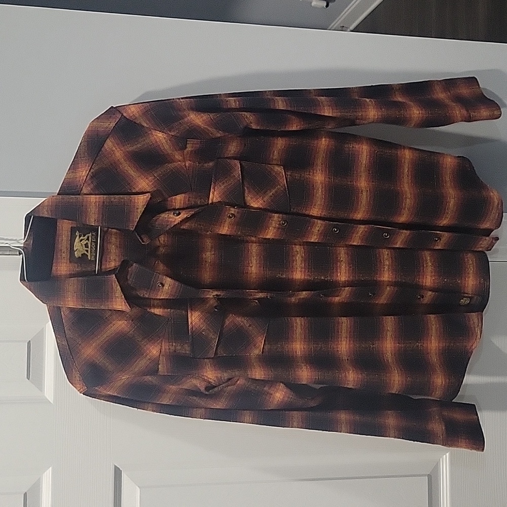 Indigofera long sleeve snap front flannel shirt